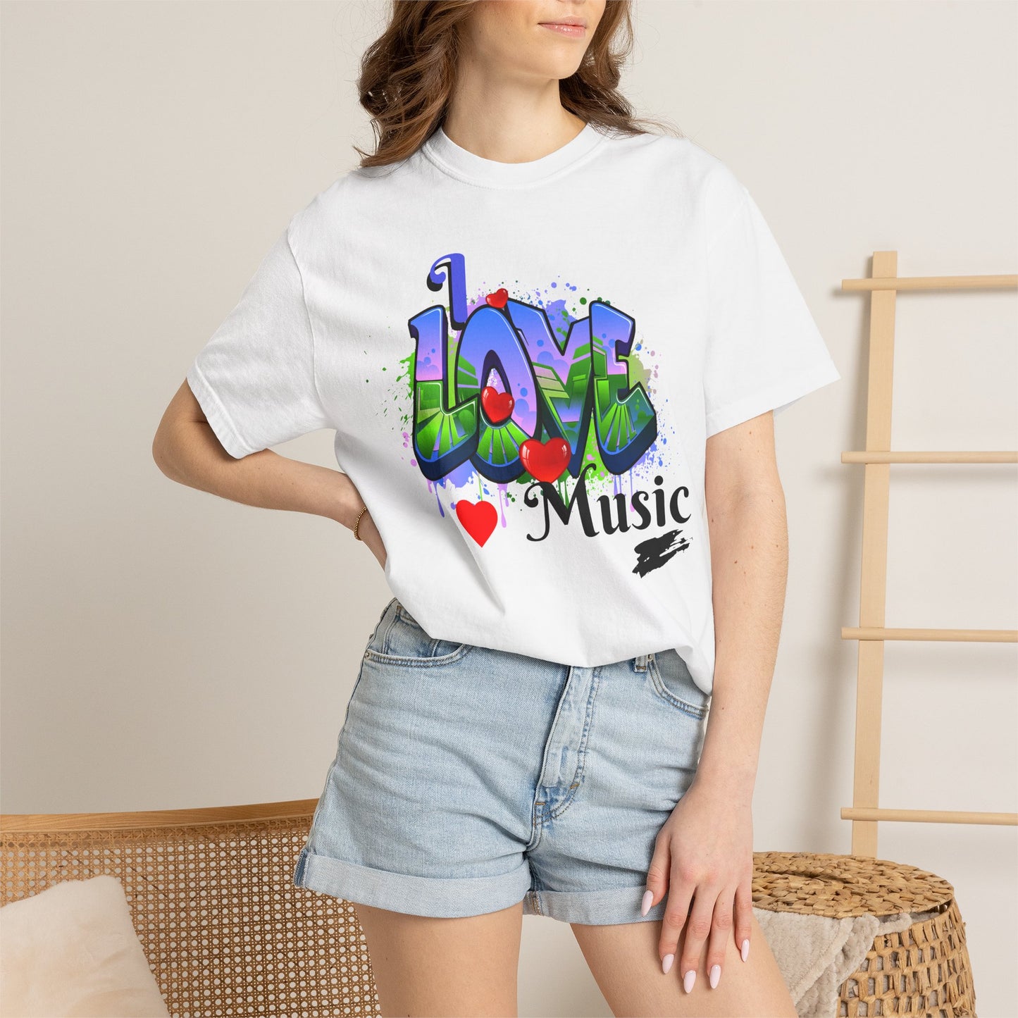 Love Music Graffiti T-Shirt — I  Music Street Art Tee